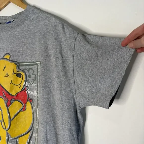 Vintage Winnie The Pooh Sleep Pajama Shirt T-Shirt Gray Short Sleeve Women OS L - Picture 4 of 9